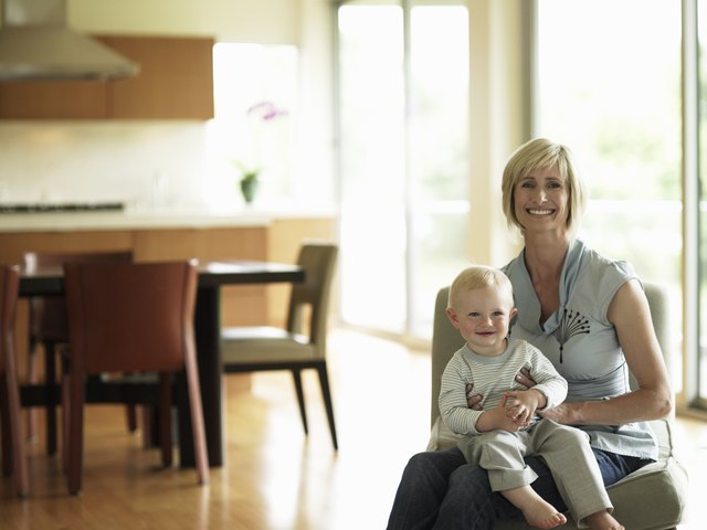 Portrait of mother holding son
