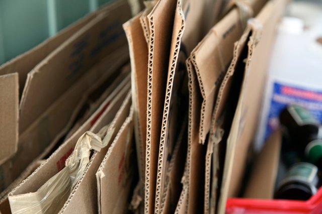 Close-up of cardboard boxes for recycling