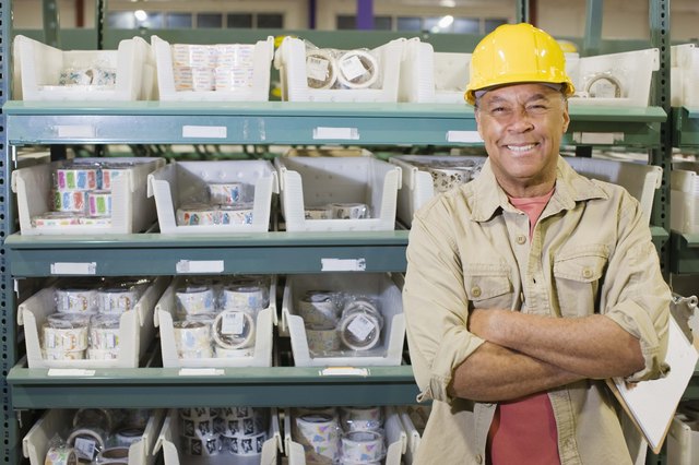 Factory worker smiling
