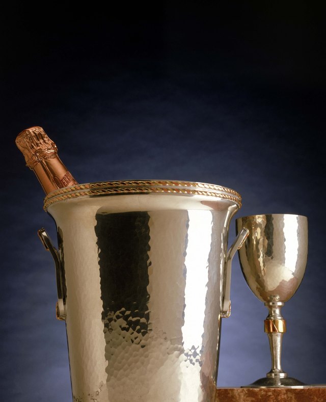Silver champagne bucket and goblet