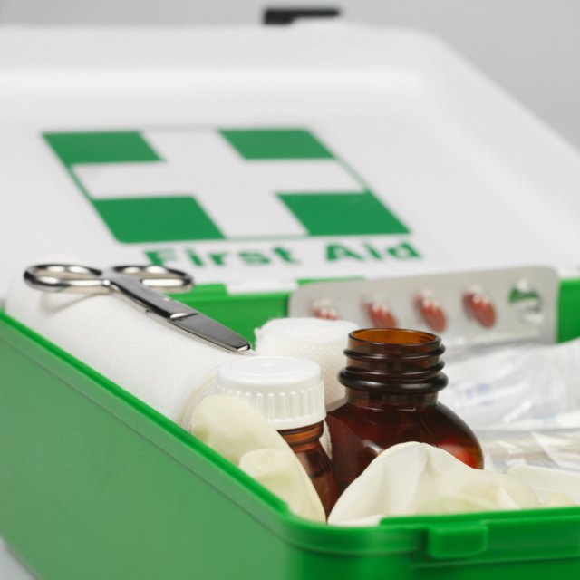 Close-up of first aid box