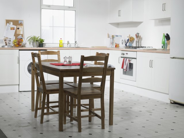 Domestic kitchen with table and chairs