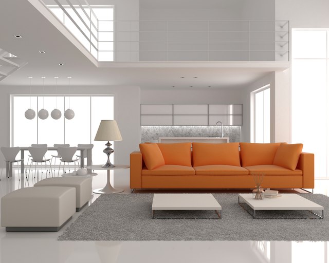 The white room, orange sofa