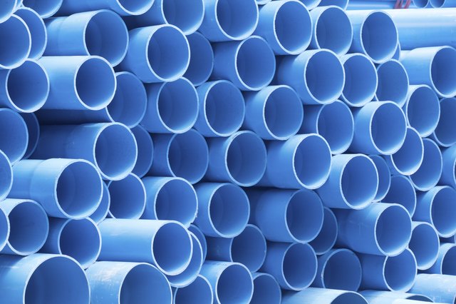 PVC pipes staked in construction site