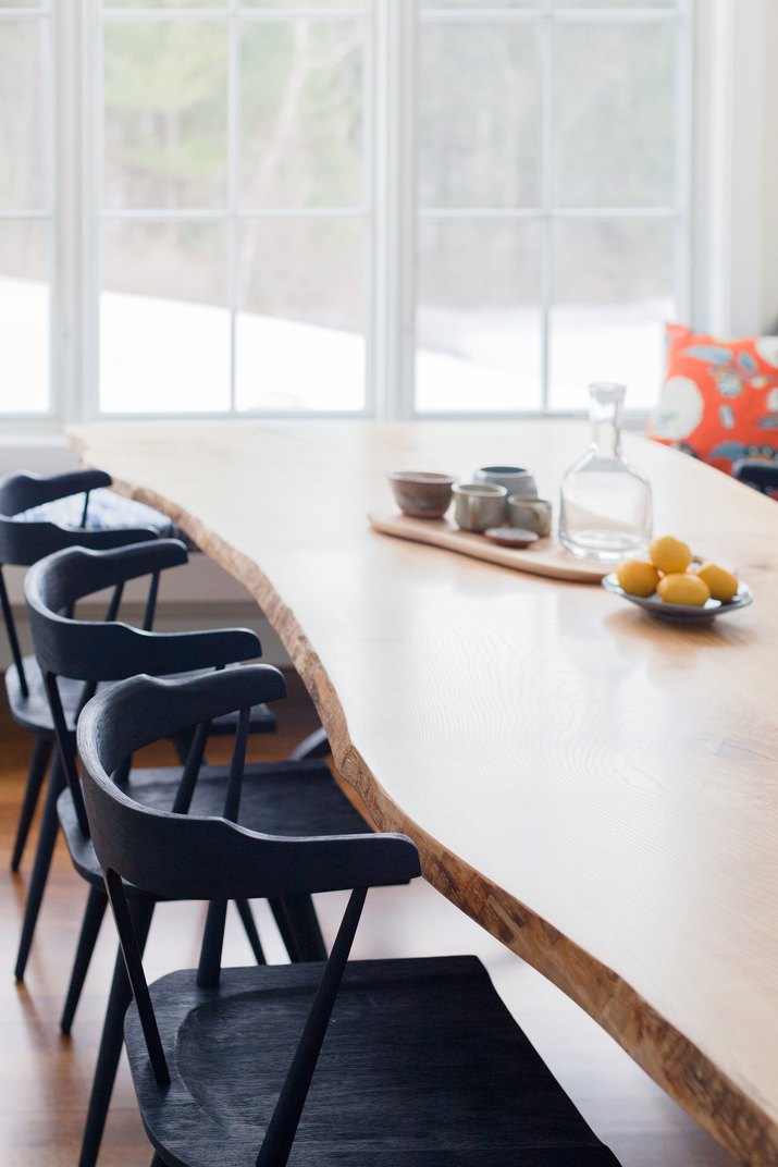 Dining table custom made from a wood slab