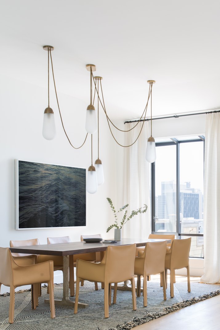 dining room with leather chairs
