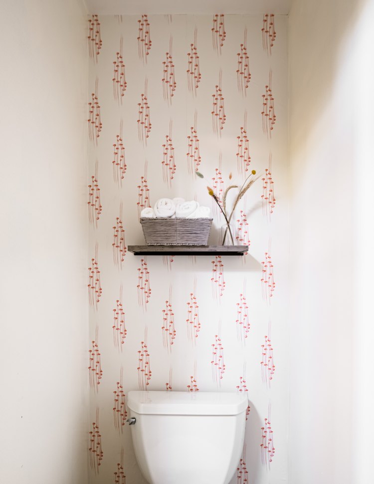 hunker house toilet and flower wallpaper