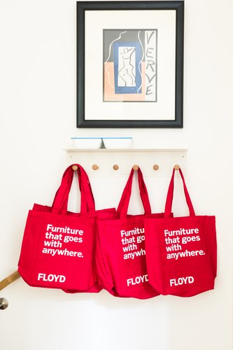Floyd canvas bags at the pop-up space